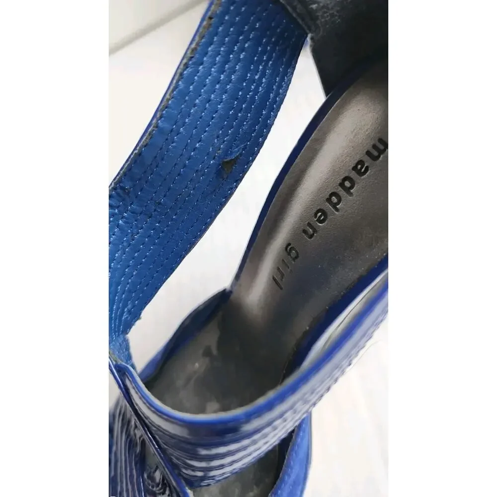 Madden Girl Royal Blue Size 8 Criss Cross Cage High Heel Peep Toe Strappy Sandle